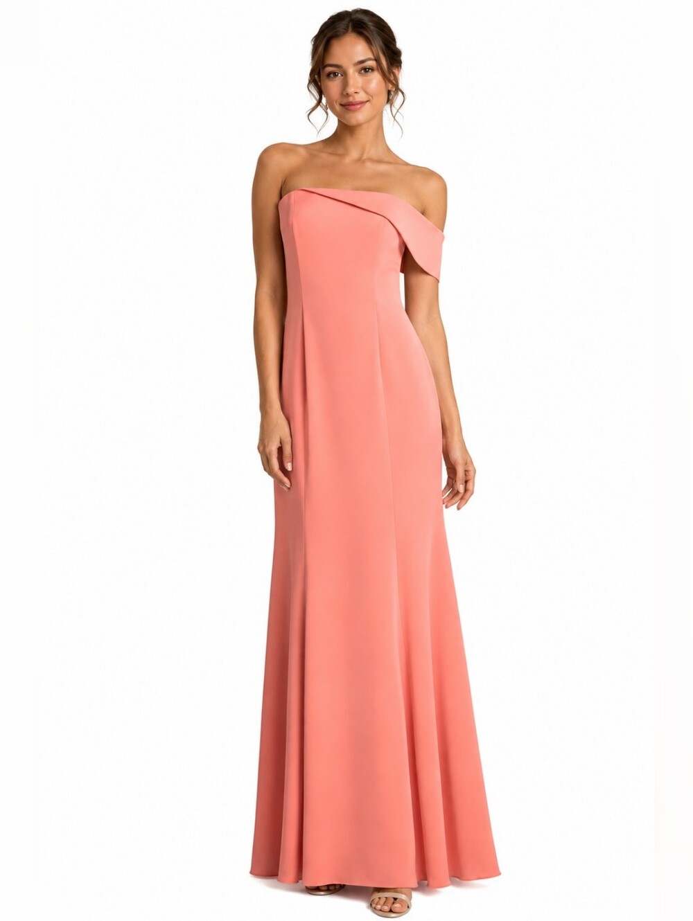 NWT JAYGODFREY Coral Seaworth Off The Shoulder Crepe Maxi Gown Dress